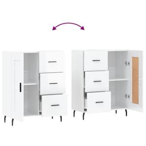 Příborník bílý s vysokým leskem 69,5x34x90 cm kompozitní dřevo - obrázek 9