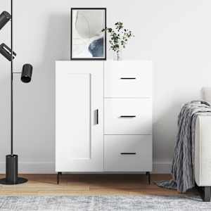 Komoda visok sijaj bela 69,5x34x90 cm inženirski les