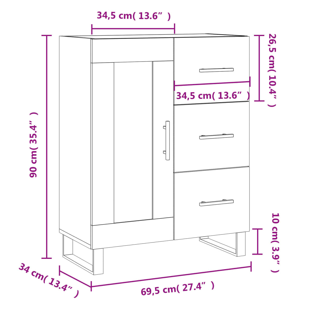 Příborník bílý s vysokým leskem 69,5x34x90 cm kompozitní dřevo - obrázek 14