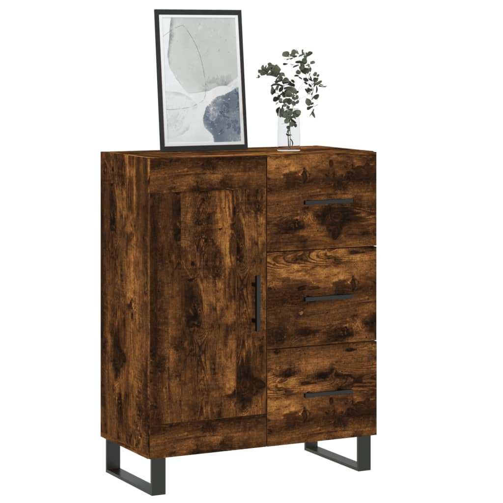 vidaXL Dressoir 69,5x34x90 cm bewerkt hout gerookt eikenkleurig