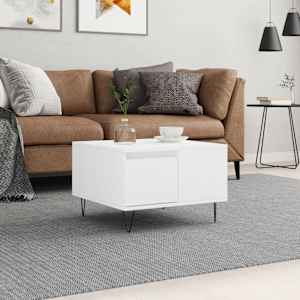 Klubska mizica bela 55x55x36,5 cm inženirski les