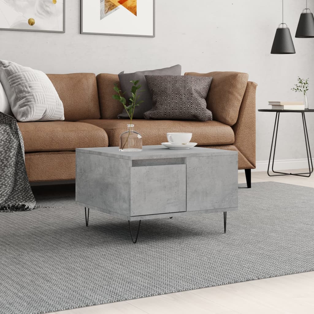 vidaXL Mesa de centro 55x55x36,5 cm derivados madeira cinzento cimento