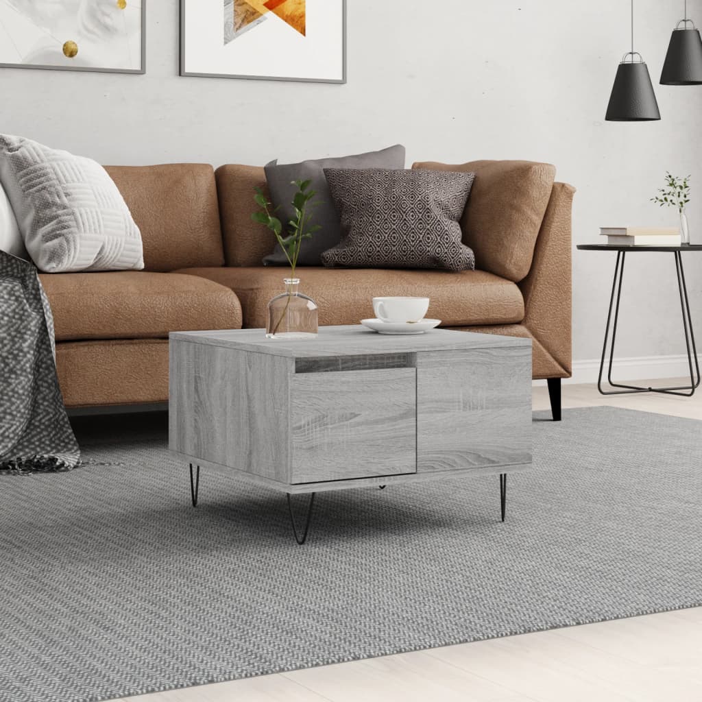 vidaXL sofabord 55x55x36,5 cm konstrueret træ grå sonoma-eg