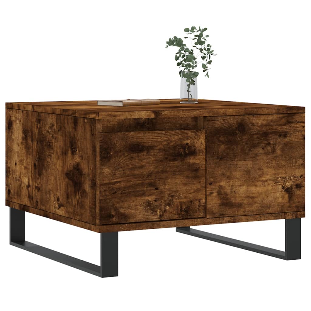 vidaXL Salontafel 55x55x36,5 cm bewerkt hout gerookt eikenkleurig