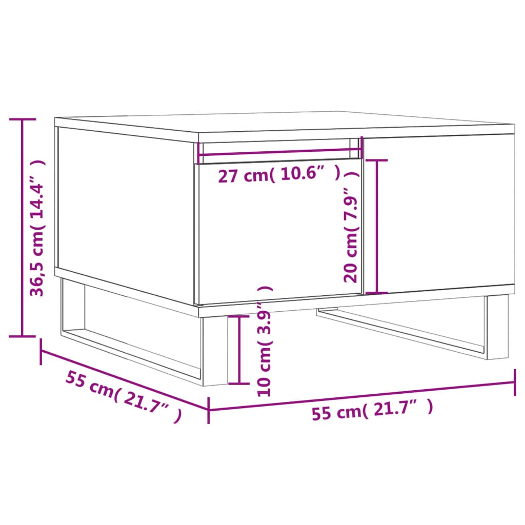 Klubska mizica siva sonoma 55x55x36,5 cm inženirski les