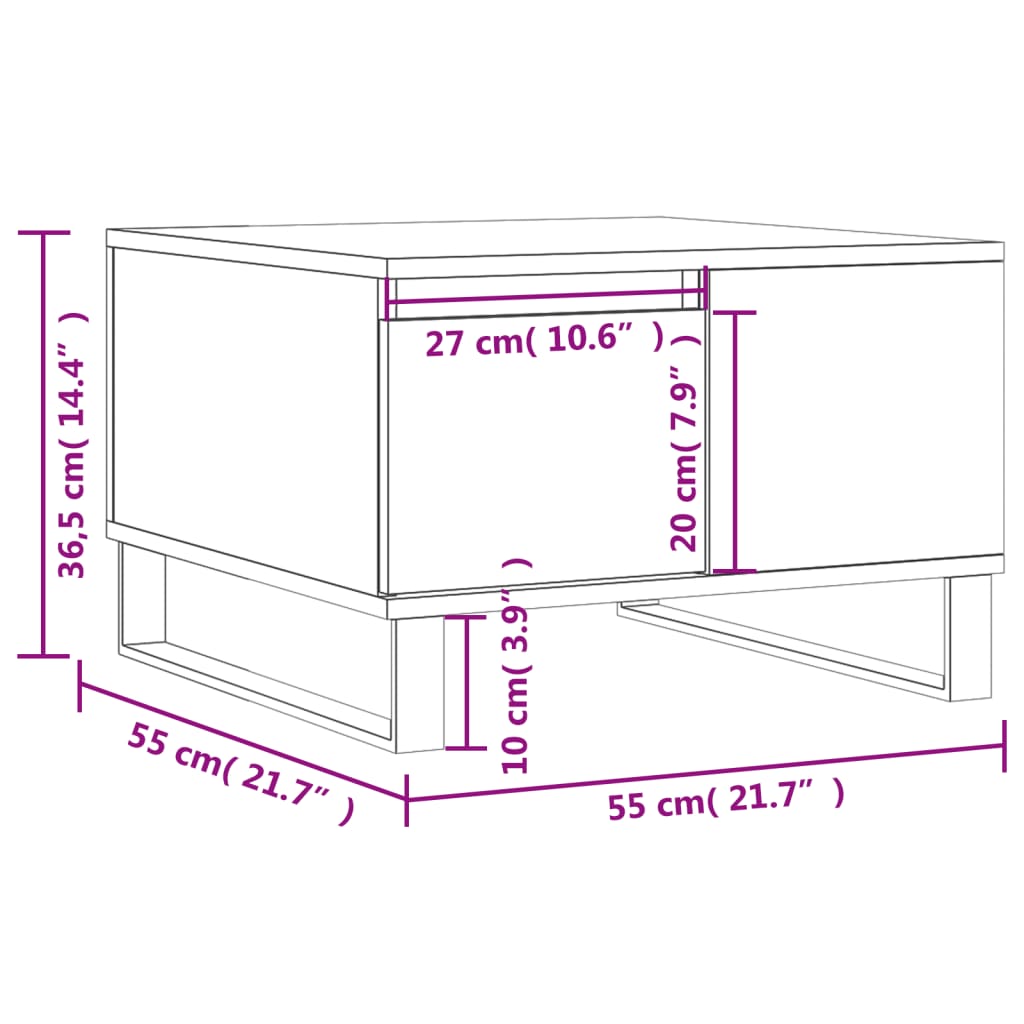 Stolić za kavu boja hrasta 55 x 55 x 36,5 cm konstruirano drvo