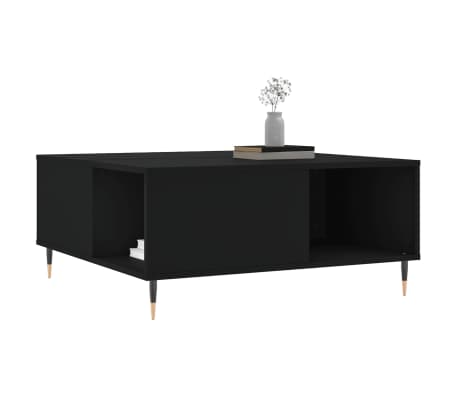 vidaXL Table basse noir 80x80x36,5 cm bois d'ingénierie