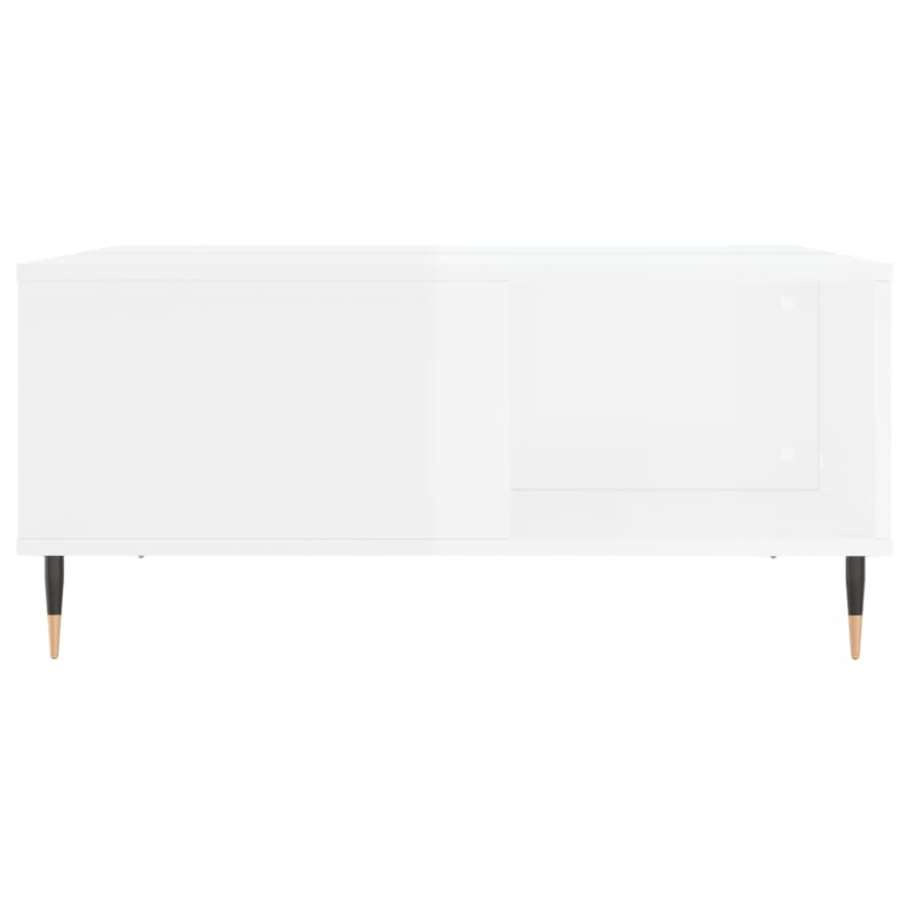 Stolik kawowy, biały o wysokim połysku, 80x80x36,5 cm
