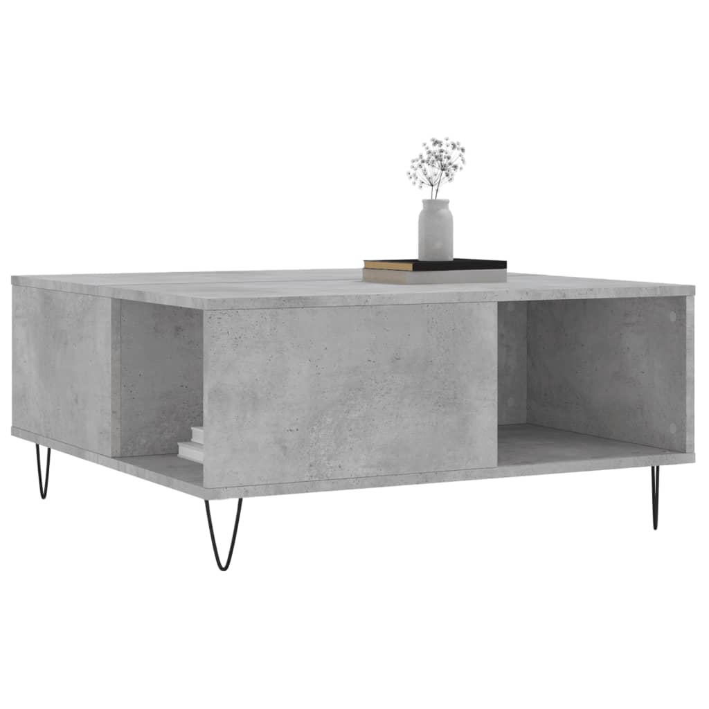 vidaXL Konferenčný stolík betónový sivý 80x80x36,5 cm spracované drevo