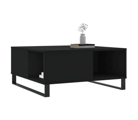vidaXL Coffee Table Black 80x80x36.5 cm Engineered Wood