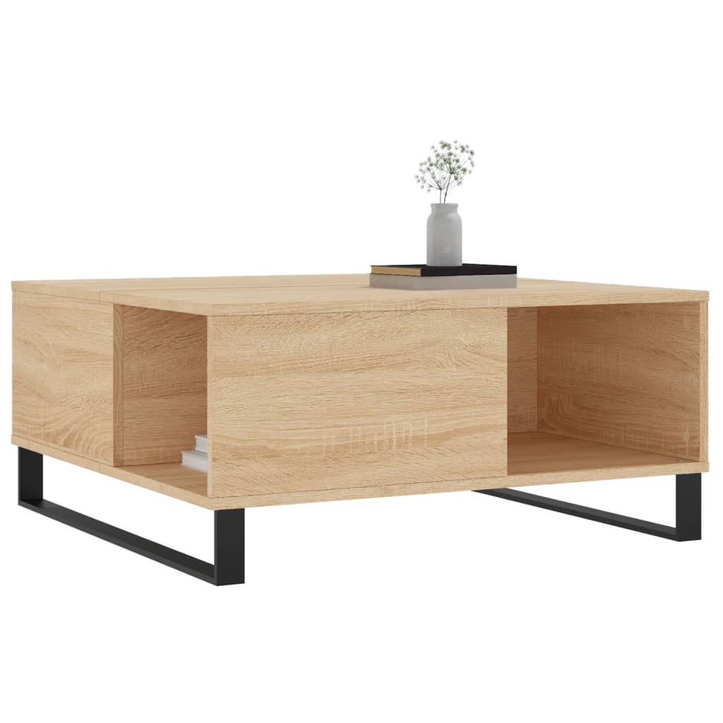 vidaXL Salontafel 80x80x36,5 cm bewerkt hout sonoma eikenkleurig