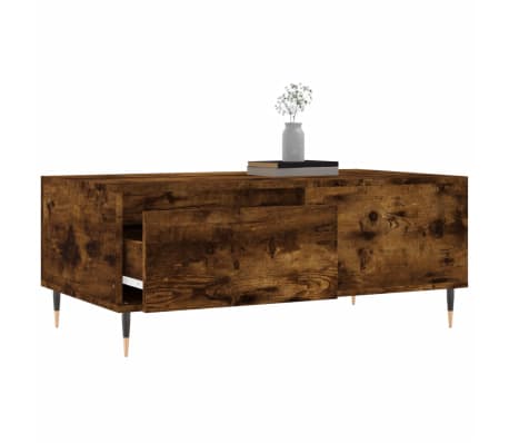 vidaXL Salontafel 90x50x36,5 cm bewerkt hout gerookt eikenkleurig