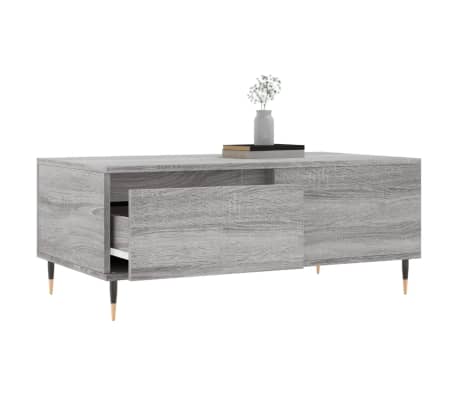 vidaXL Кафе маса, сив сонома, 90x50x36,5 см, инженерно дърво