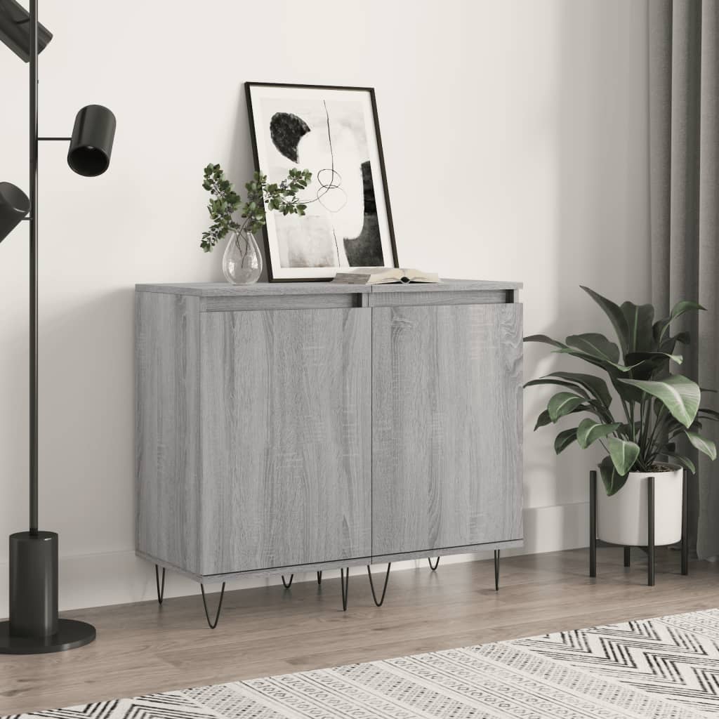 vidaXL Sideboards 2 Stk. Grau Sonoma 40x35x70 cm Holzwerkstoff