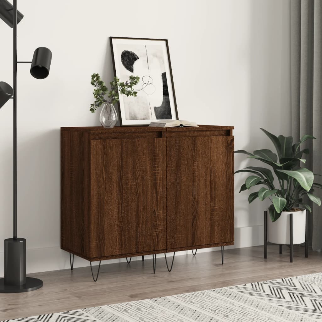 vidaXL Sideboards 2 Stk. Braun Eichen-Optik 40x35x70 cm Holzwerkstoff