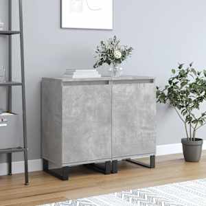 Komoda 2 kosa betonsko siva 40x35x70 cm inženirski les