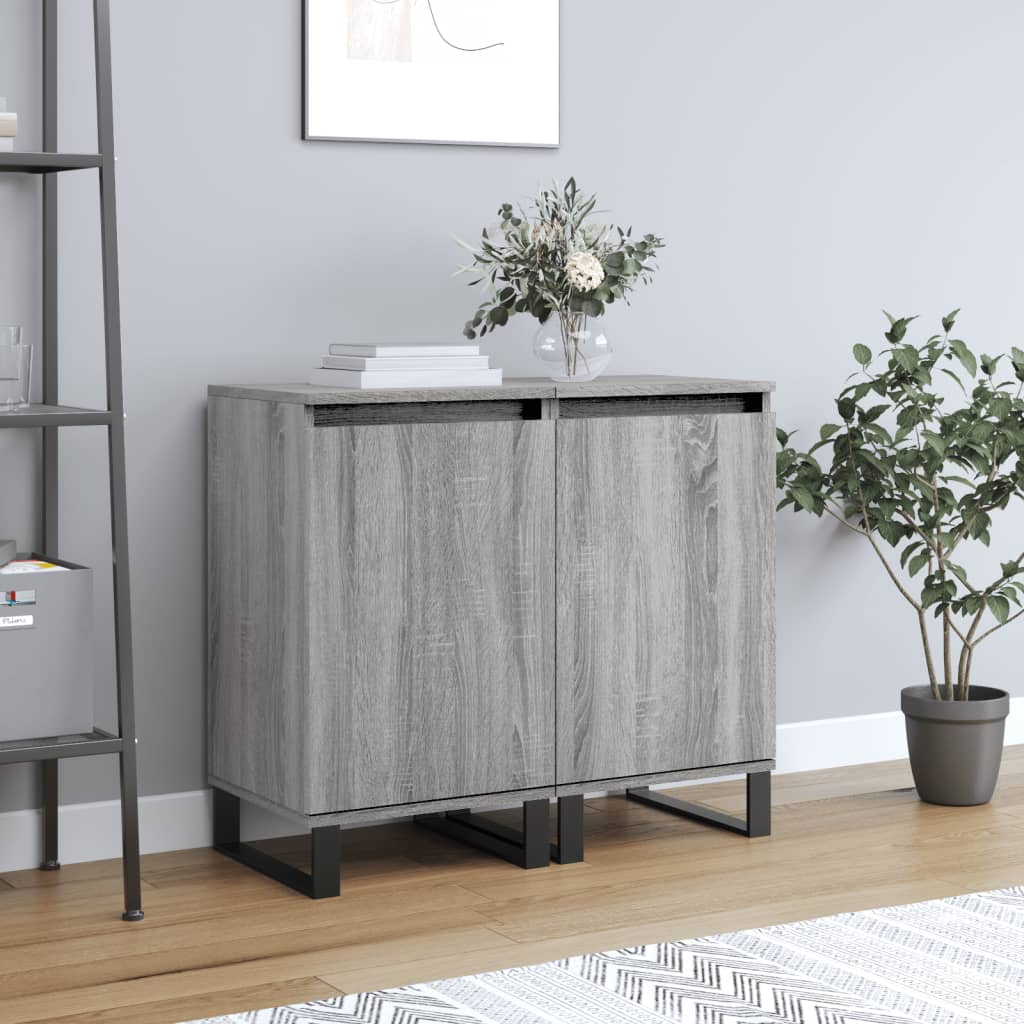 Photos - Dresser / Chests of Drawers VidaXL Sideboards 2 pcs Grey Sonoma 40x35x70 cm Engineered Wood 