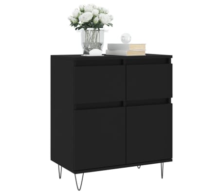 vidaXL kumode, melns, 60x35x70 cm, inženierijas koks