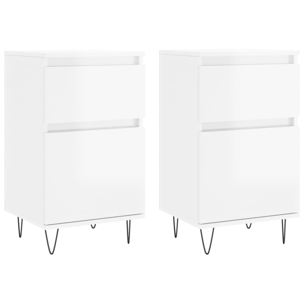 Thumbnail - vidaXL Sideboards 2 Stk. Hochglanz-Weiß 40x35x70 cm Holzwerkstoff
