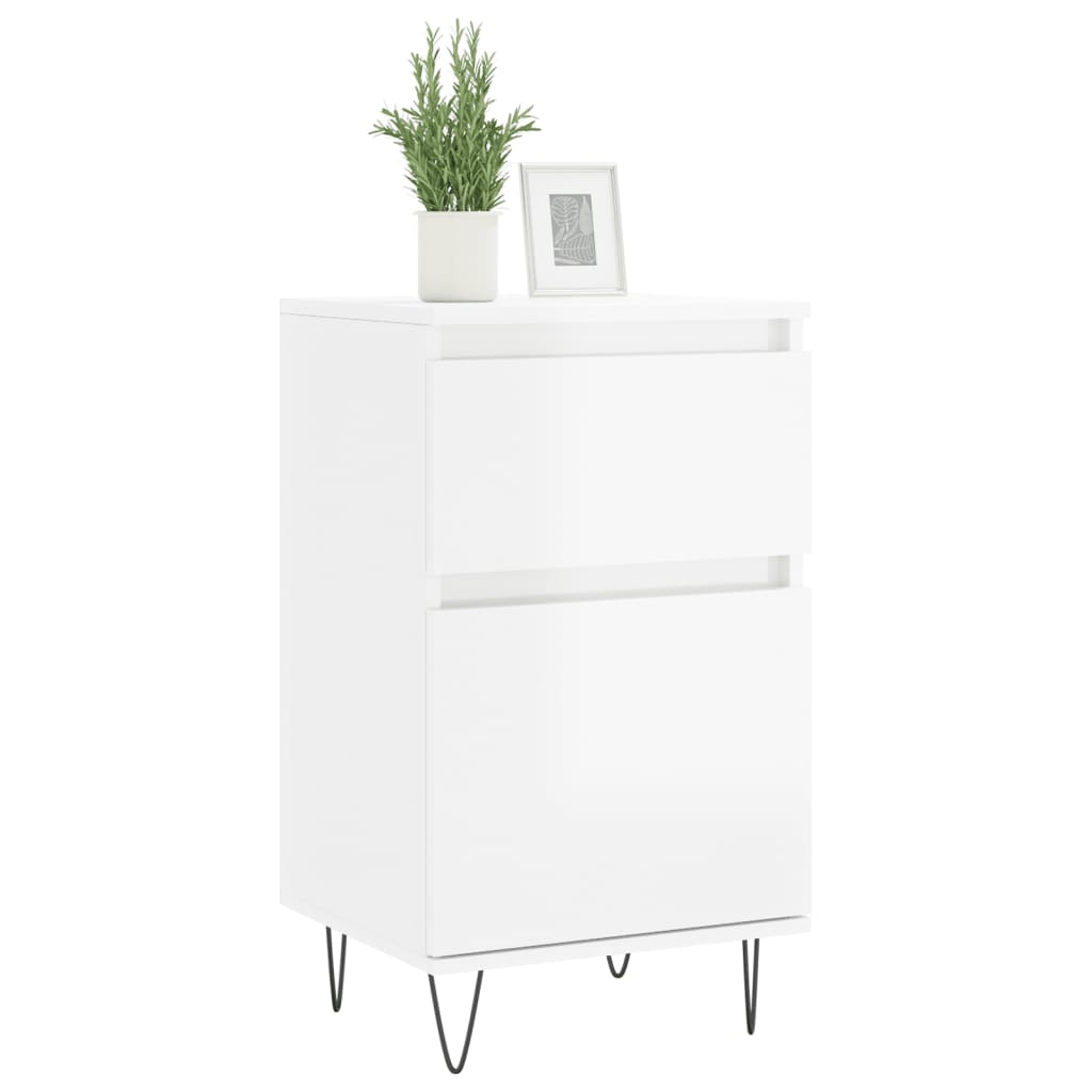 vidaXL Servante, 2 buc., alb extralucios, 40x35x70 cm, lemn prelucrat
