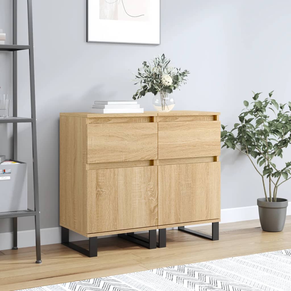 vidaXL Sideboards 2 Stk. Sonoma-Eiche 40x35x70 cm Holzwerkstoff