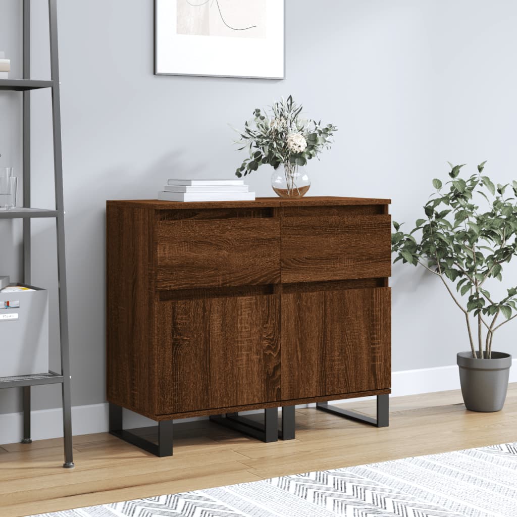 vidaXL Sideboards 2 Stk. Braun Eichen-Optik 40x35x70 cm Holzwerkstoff