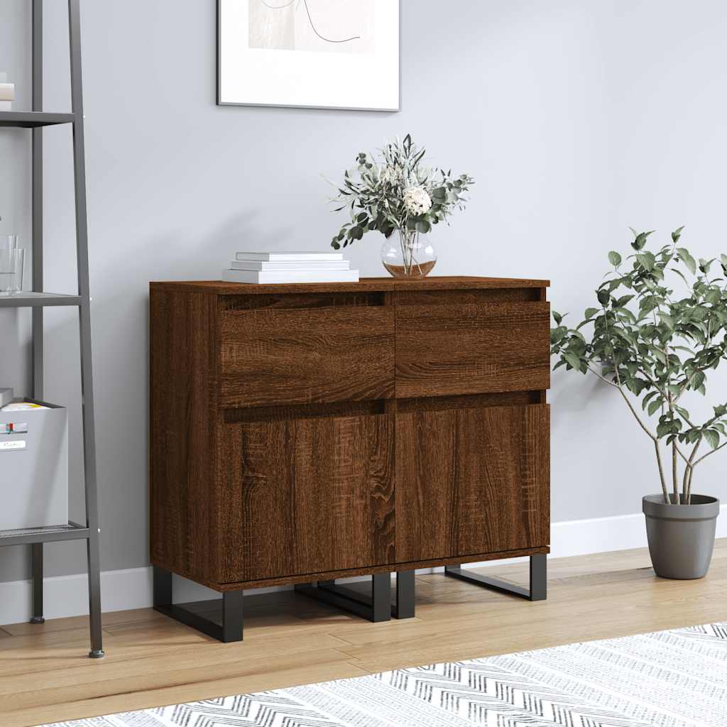 vidaXL Sideboards 2 Stk. Braun Eichen-Optik 40x35x70 cm Holzwerkstoff