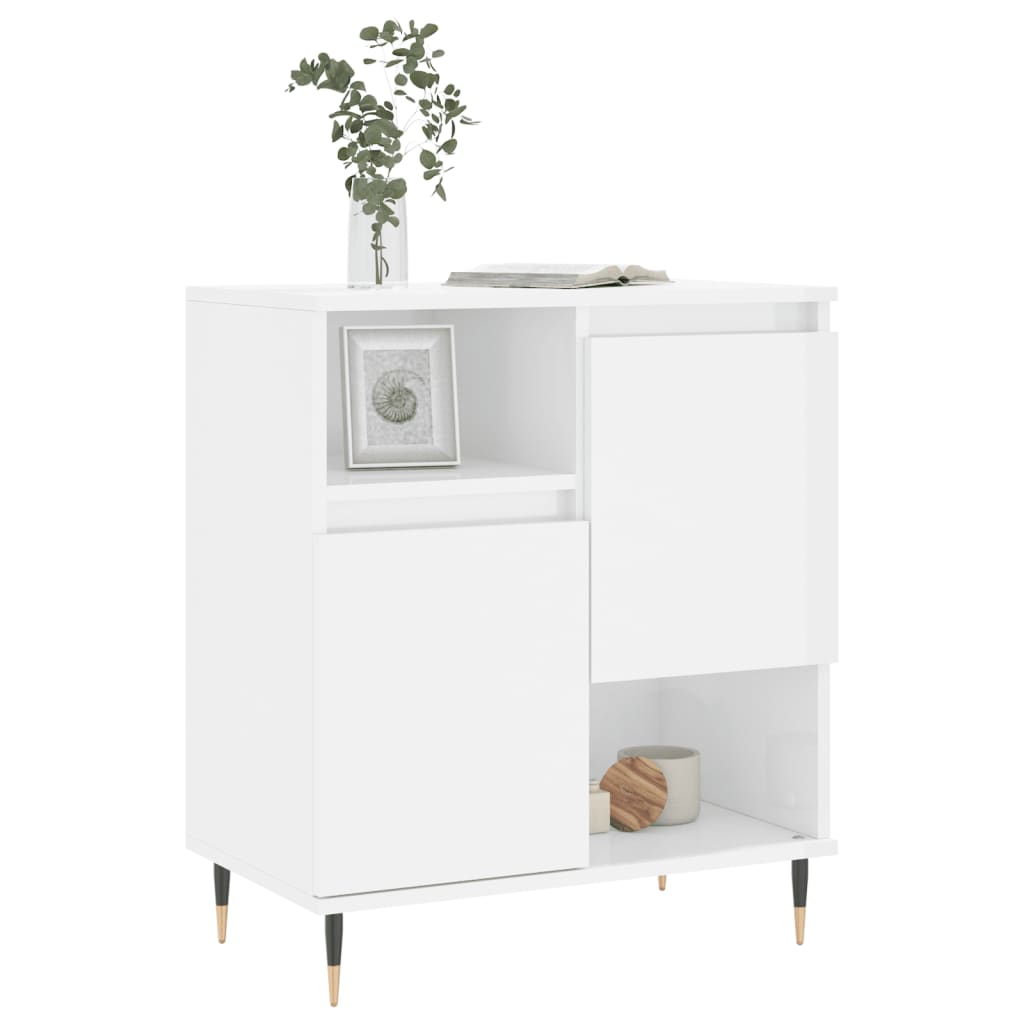 vidaXL Dressoir 60x35x70 cm bewerkt hout hoogglans wit afbeelding