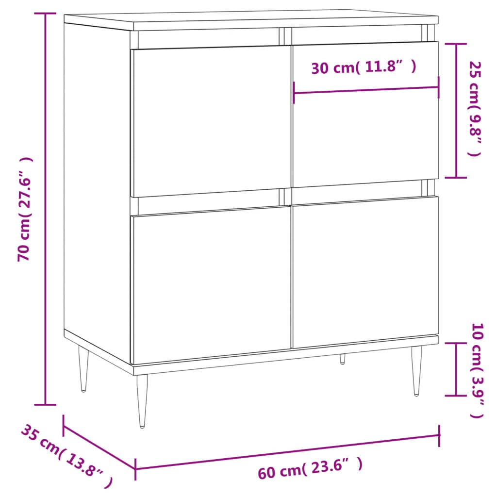 Servantă, gri beton, 60x35x70 cm, lemn prelucrat