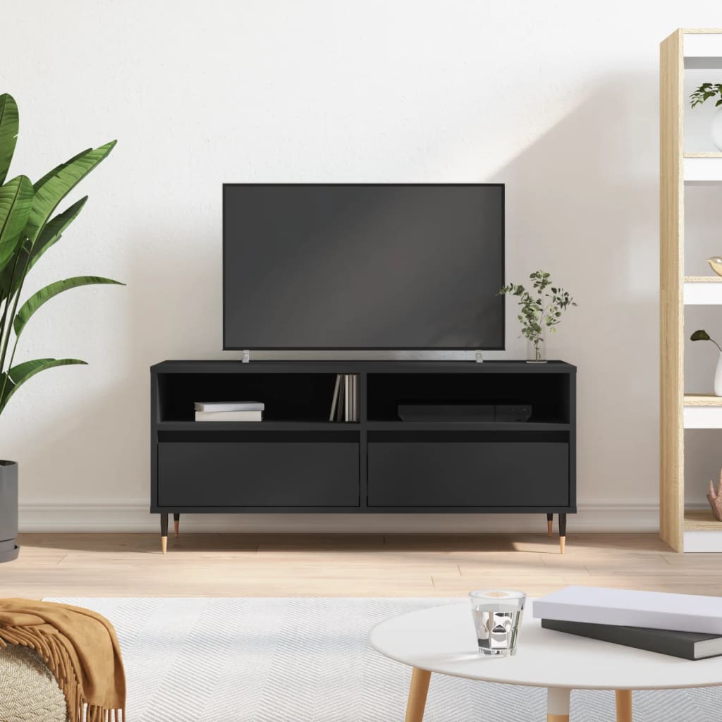 vidaXL Meuble TV noir 100x34,5x44,5 cm bois d'ingénierie