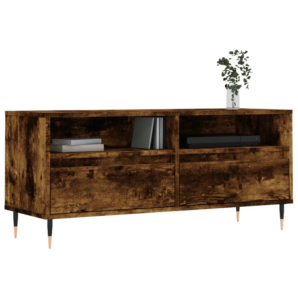 vidaXL TV Cabinet Smoked Oak 100x34.5x44.5 cm Engineered Wood