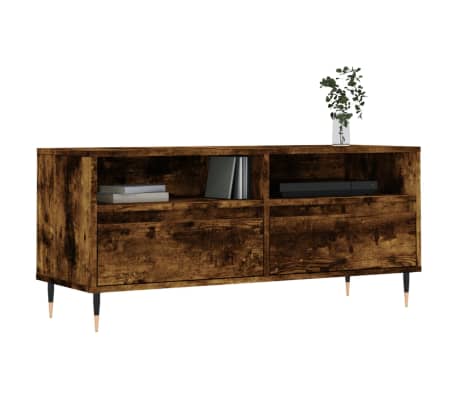 vidaXL TV Cabinet Smoked Oak 100x34.5x44.5 cm Engineered Wood