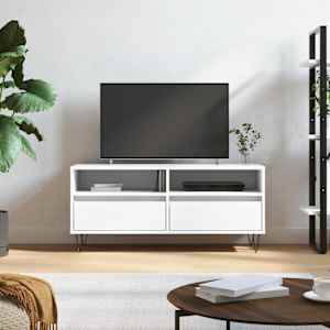 TV omarica bela 100x34,5x44,5 cm inženirski les