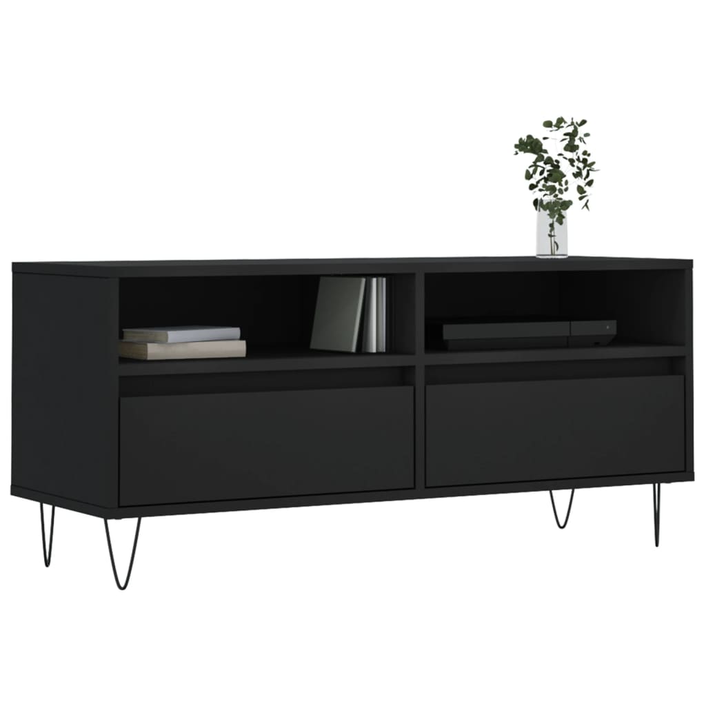 vidaXL Meuble TV noir 100x34,5x44,5 cm bois d'ingénierie