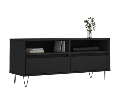 vidaXL Meuble TV noir 100x34,5x44,5 cm bois d'ingénierie