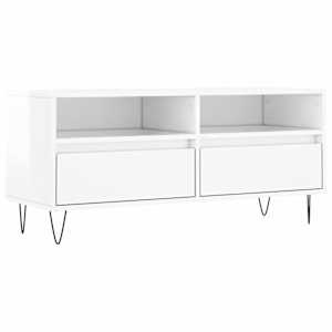 TV skříňka bílá vysoký lesk 100x34,5x44,5 cm kompozitní dřevo - obrázek 2
