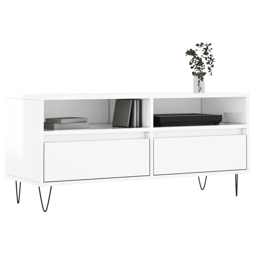 vidaXL magasfényű fehér szerelt fa TV-szekrény 100 x 34,5 x 44,5 cm