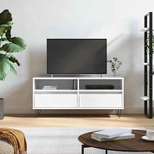 TV skříňka bílá vysoký lesk 100x34,5x44,5 cm kompozitní dřevo - obrázek 1