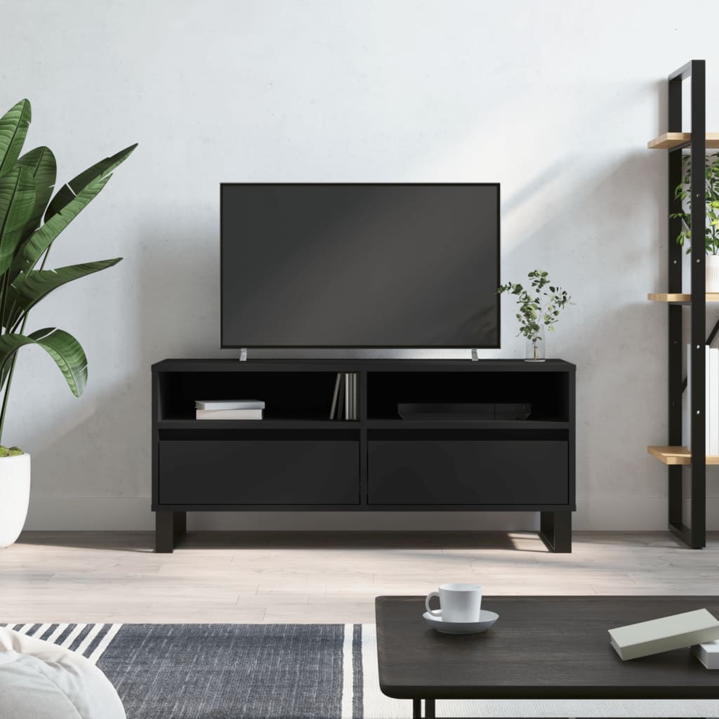 vidaXL Comodă TV, negru, 100x34,5x44,5 cm, lemn prelucrat