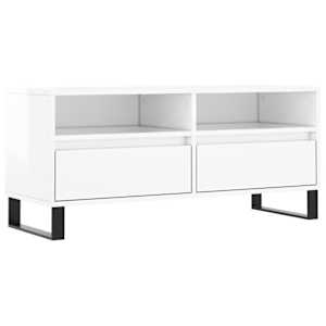TV skříňka bílá vysoký lesk 100x34,5x44,5 cm kompozitní dřevo - obrázek 2