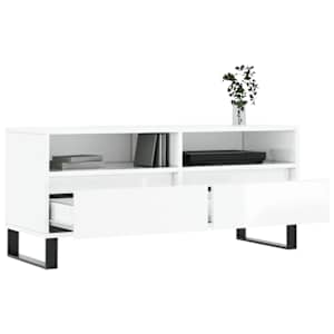 TV skříňka bílá vysoký lesk 100x34,5x44,5 cm kompozitní dřevo - obrázek 4