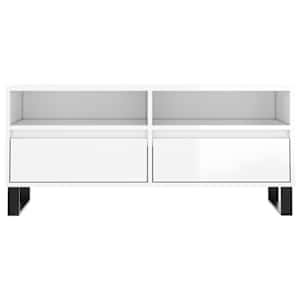 TV skříňka bílá vysoký lesk 100x34,5x44,5 cm kompozitní dřevo - obrázek 5