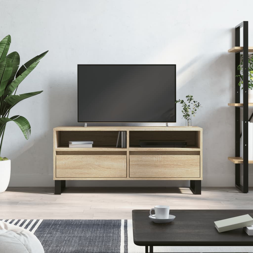 vidaXL Comodă TV, stejar sonoma, 100x34,5x44,5 cm, lemn prelucrat