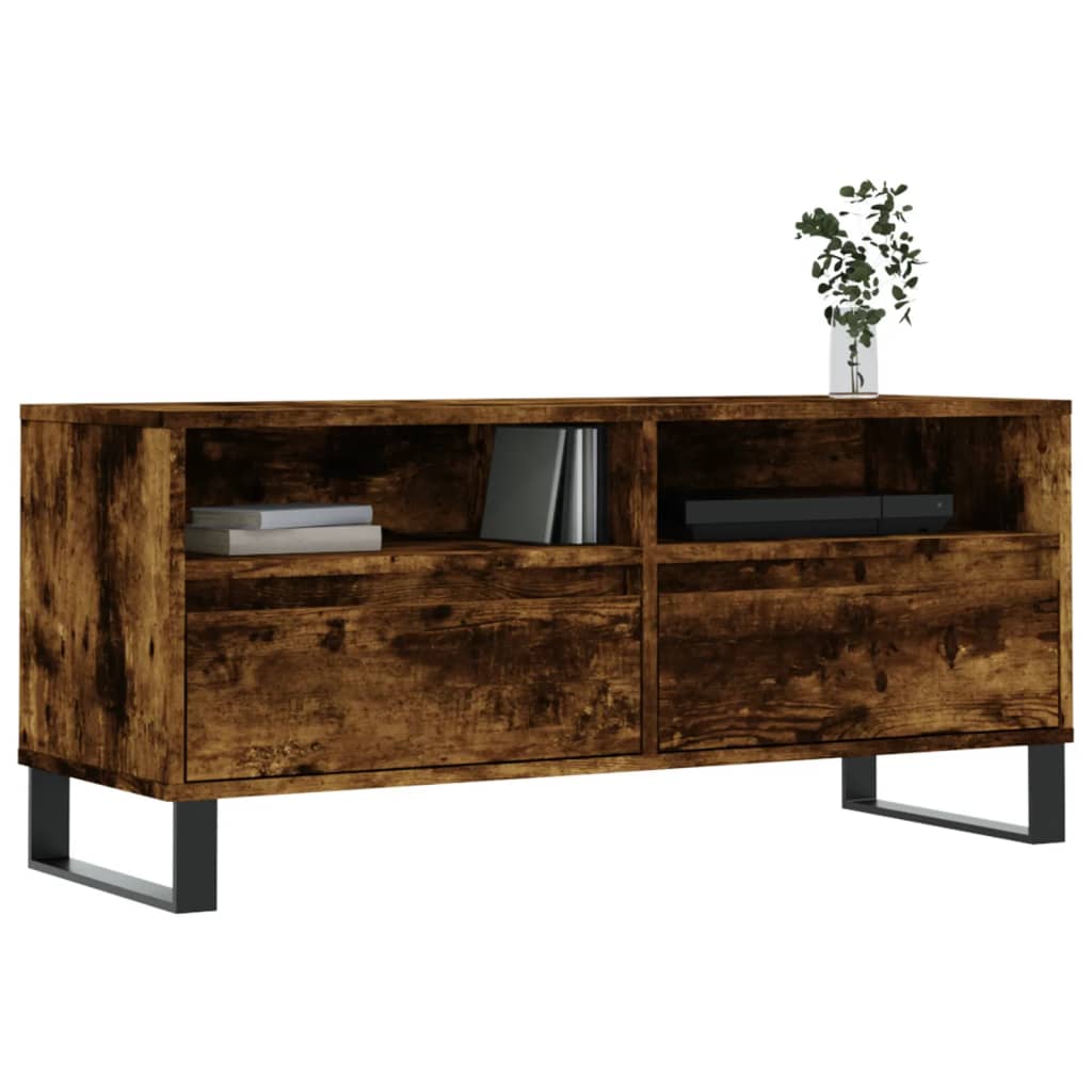 vidaXL Tv-meubel 100x34,5x44,5 cm bewerkt hout gerookt eikenkleurig afbeelding