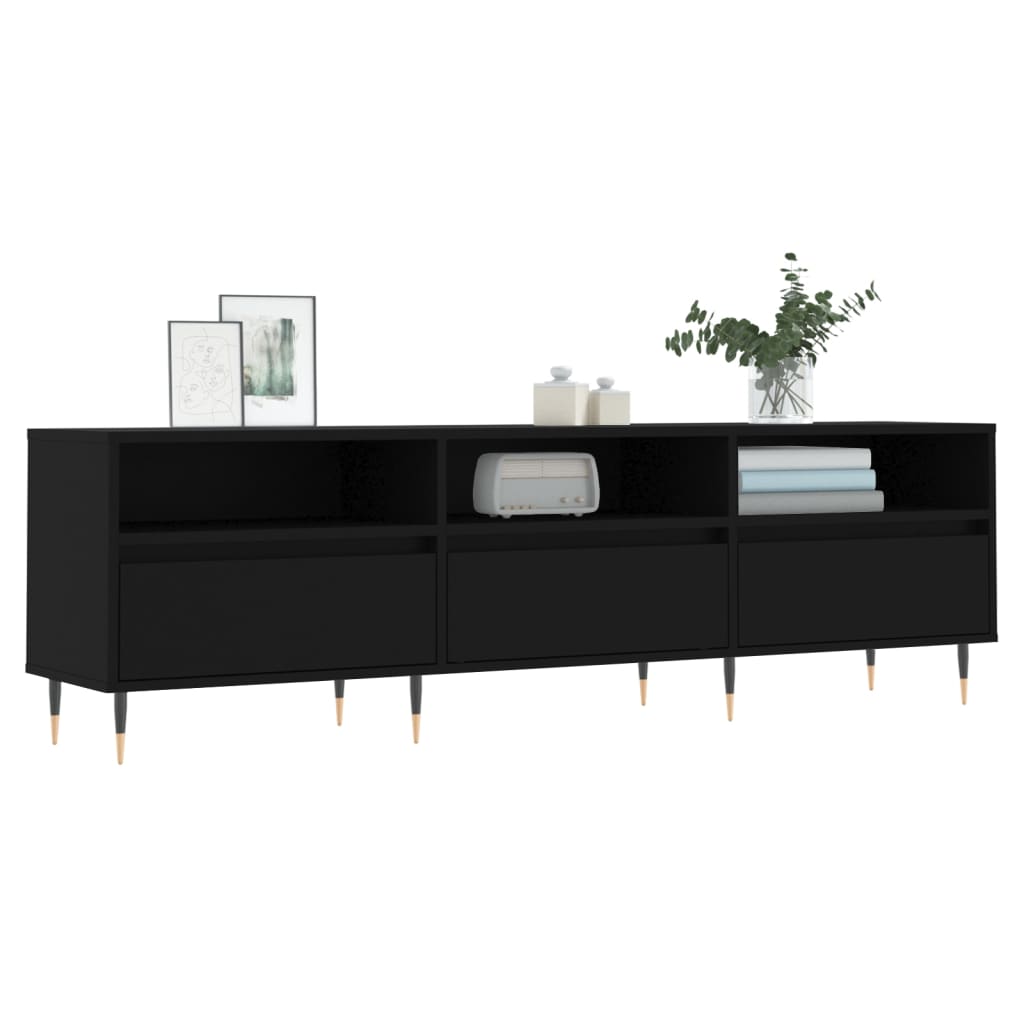 vidaXL fekete szerelt fa TV-szekrény 150 x 30 x 44,5 cm