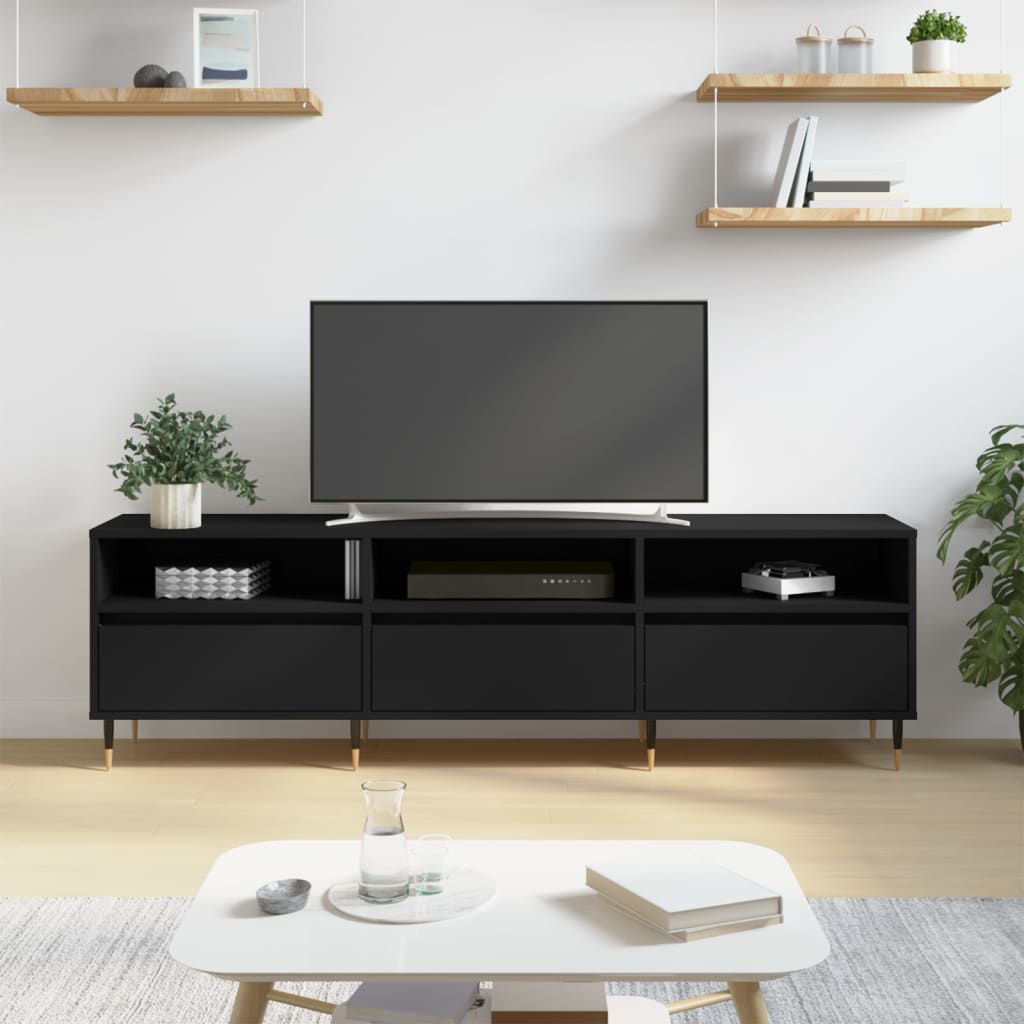 vidaXL Comodă TV, negru, 150x30x44,5 cm, lemn prelucrat