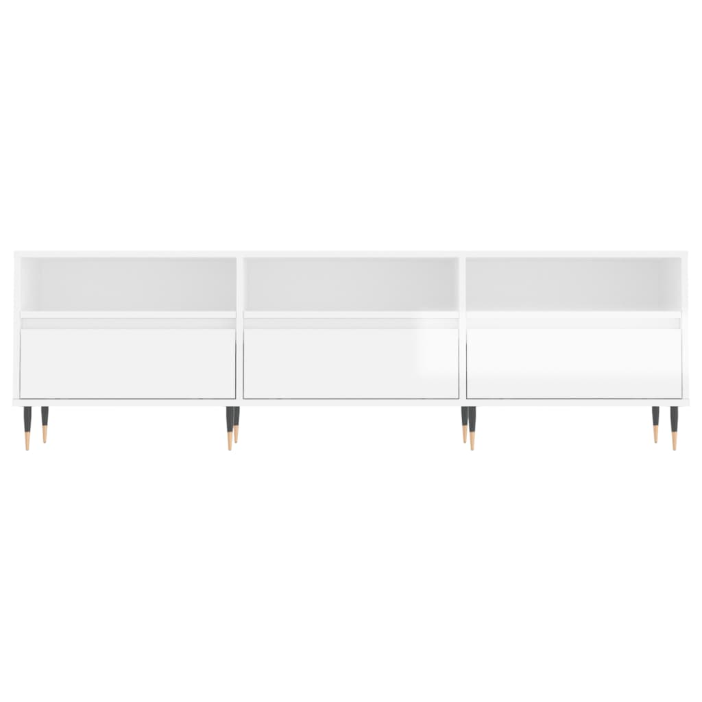 Magasfényű fehér szerelt fa TV-szekrény 150 x 30 x 44,5 cm 