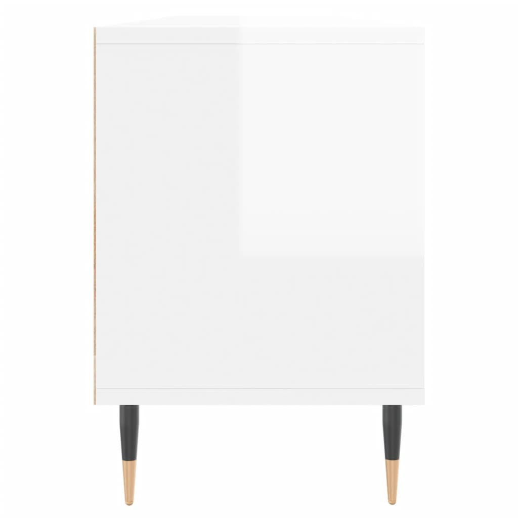 Magasfényű fehér szerelt fa TV-szekrény 150 x 30 x 44,5 cm 