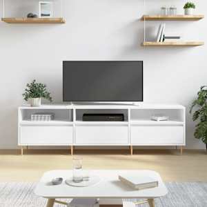 TV omarica bela 150x30x44,5 cm inženirski les
