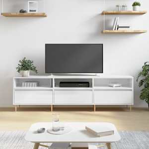 TV skříňka bílá vysoký lesk 150 x 30 x 44,5 cm kompozitní dřevo - obrázek 1